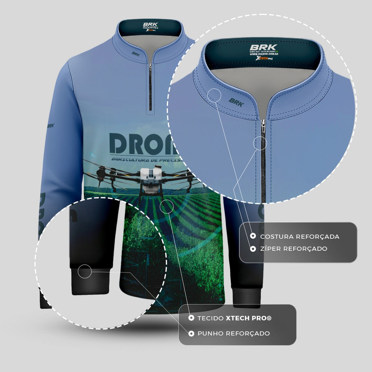 Camisa Infantil Agro Brk Drone Pulverizador com Proteção Solar UV50+ - Brk Agro