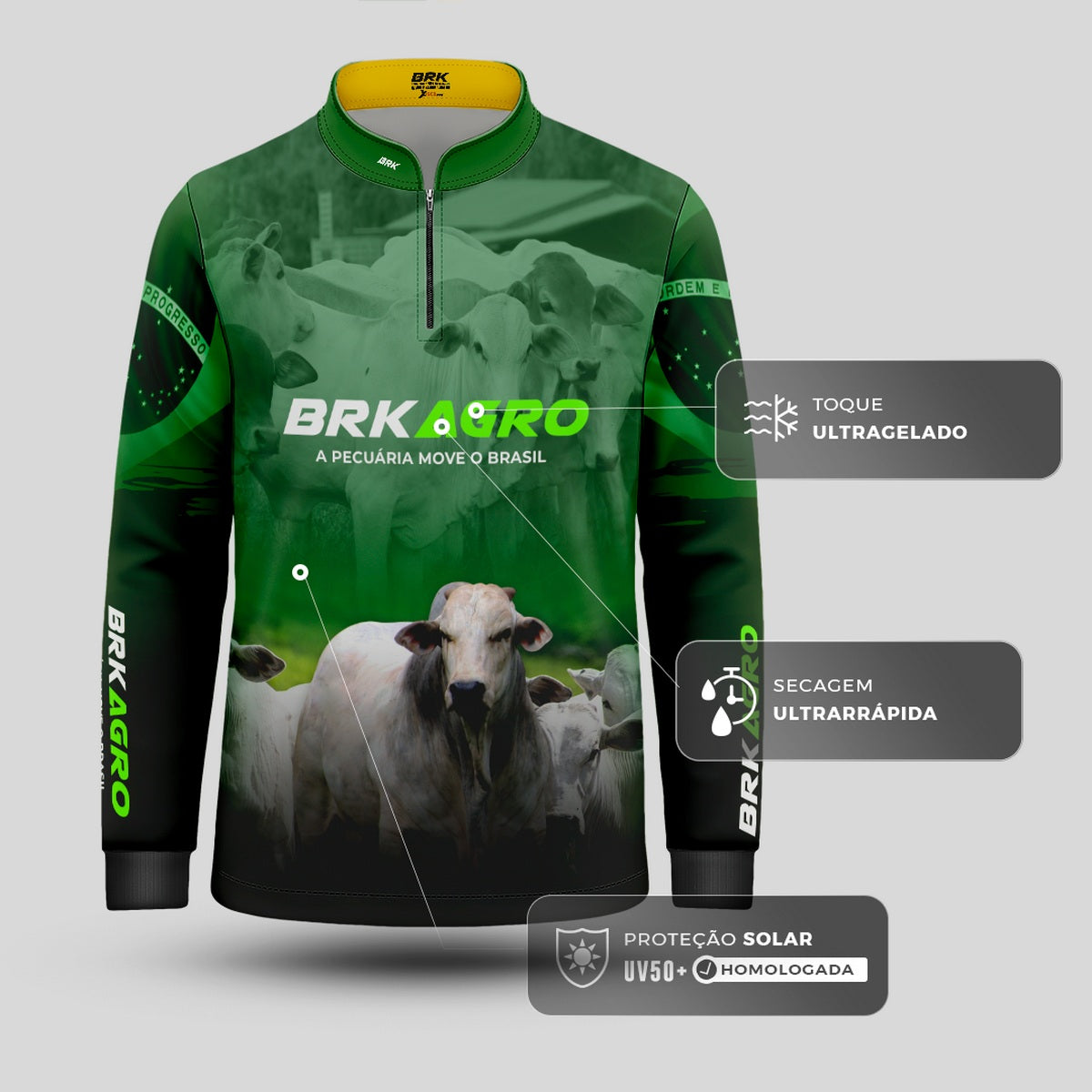 Camisa Infantil Agro Brk Nelore com UV50+ - Brk Agro