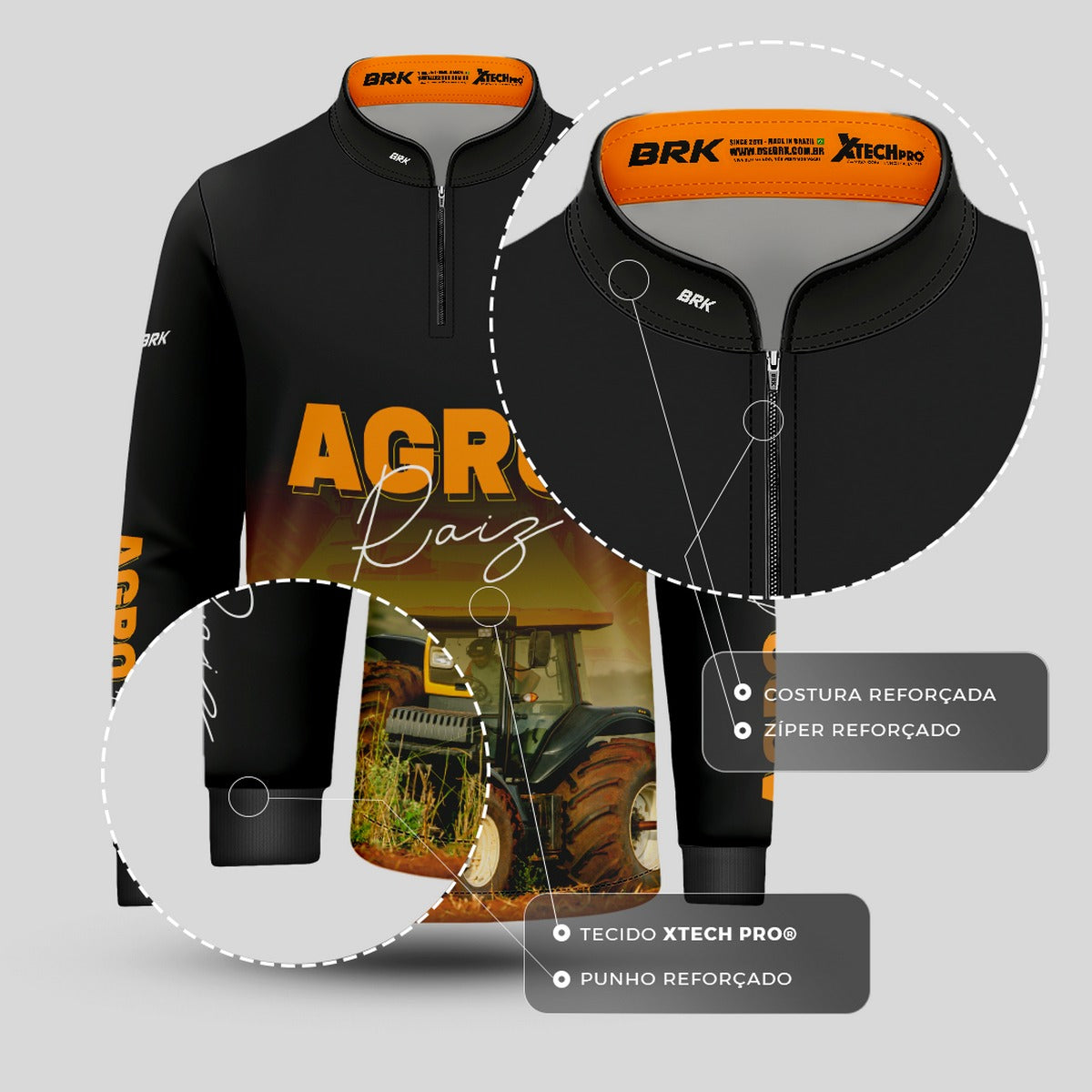 Camisa Brk Agro Infantil Trator Agro Raiz com UV50+ - Brk Agro