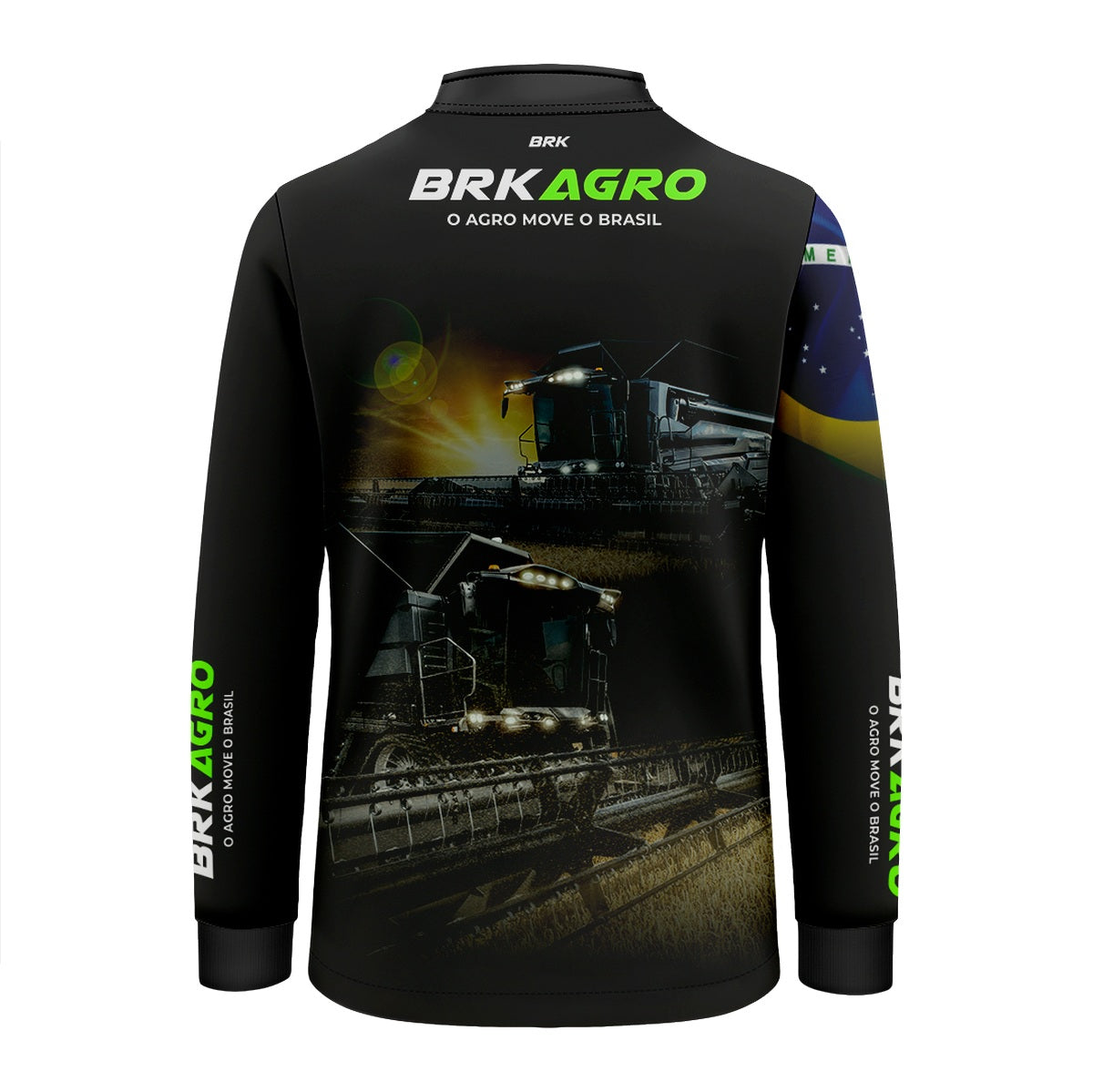 Camisa Infantil Agro Brk Preta Colheitadeira com Proteção Solar UV50+ - Brk Agro