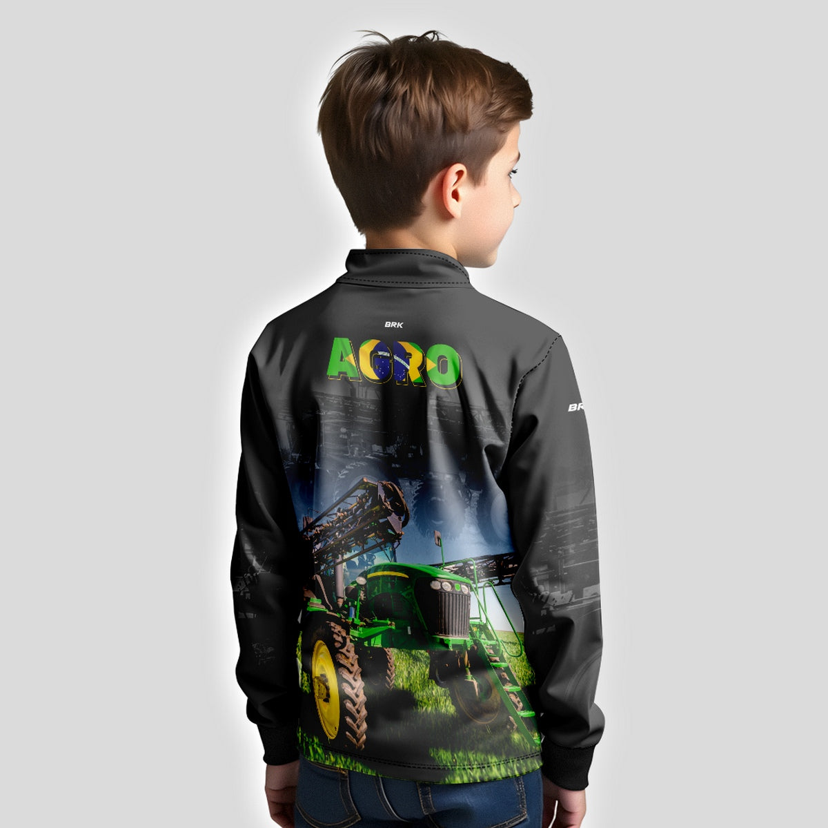 Camisa Brk Agro Infantil Preta Pulverizador Proteção Solar UV50+ - Brk Agro