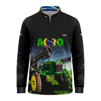 Camisa Brk Agro Infantil Preta Pulverizador Proteção Solar UV50+ - Brk Agro