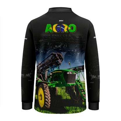 Camisa Brk Agro Infantil Preta Pulverizador Proteção Solar UV50+ - Brk Agro