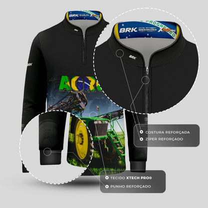 Camisa Brk Agro Infantil Preta Pulverizador Proteção Solar UV50+ - Brk Agro