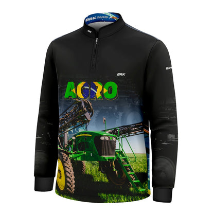 Camisa Brk Agro Infantil Preta Pulverizador Proteção Solar UV50+ - Brk Agro