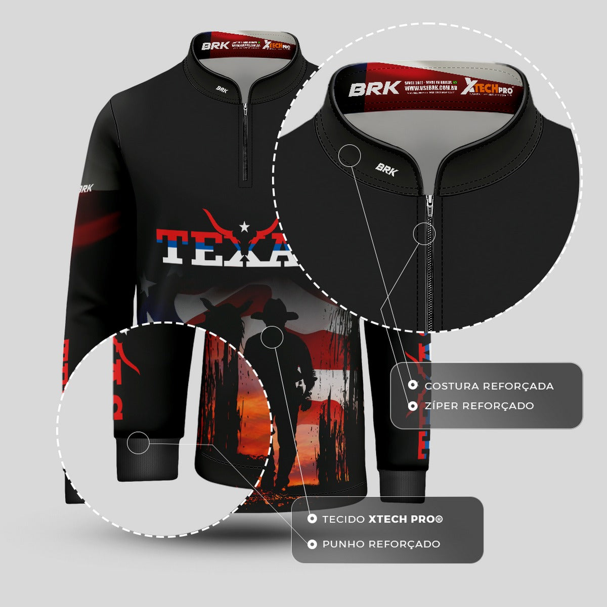 Camisa Brk Agro Infantil Texano com Proteção Solar UV50+ - Brk Agro