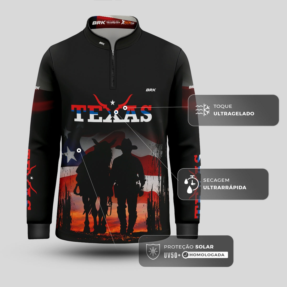 Camisa Brk Agro Infantil Texano com Proteção Solar UV50+ - Brk Agro