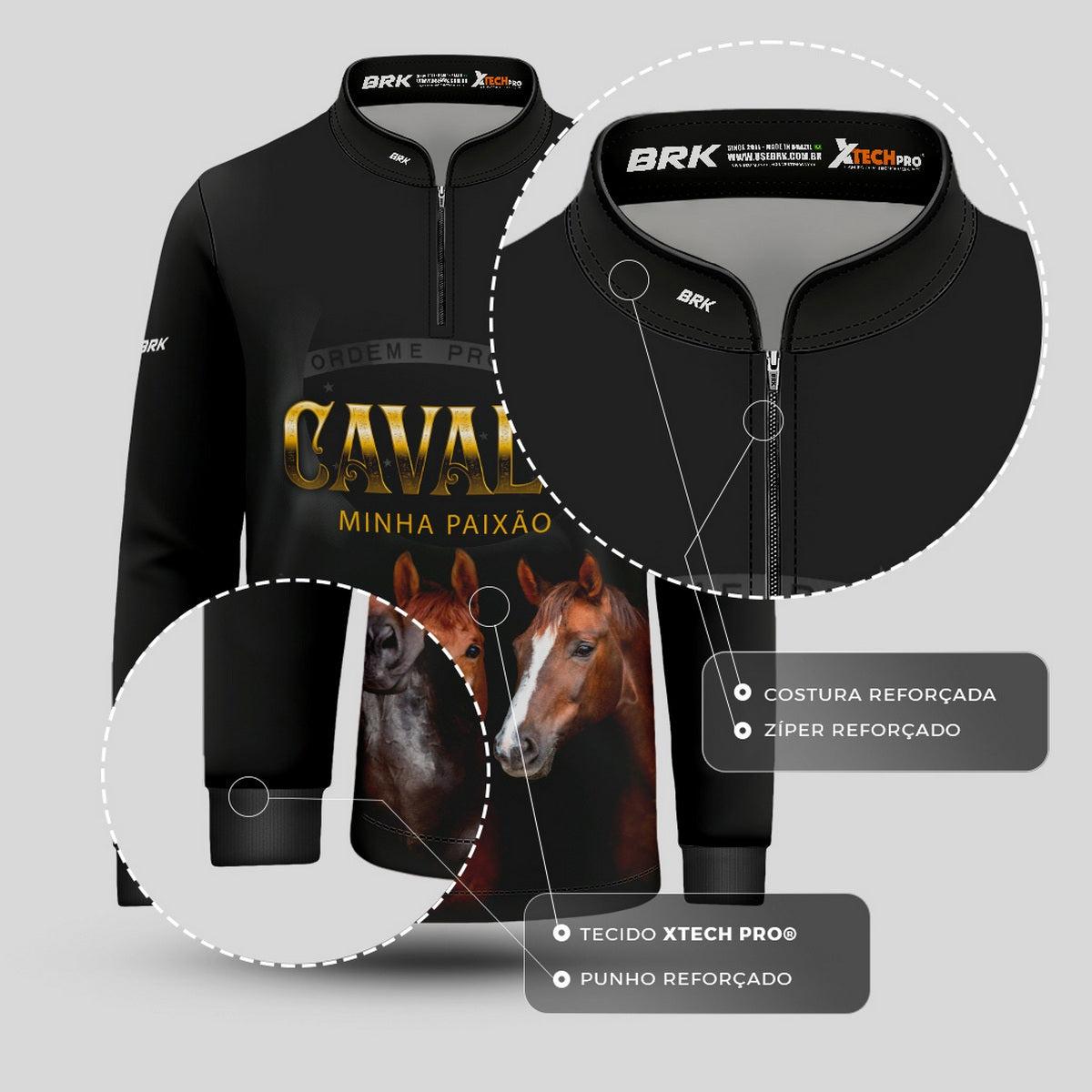 Camisa Infantil Agro Brk Paixão por Cavalos com Proteção Solar UV50+ - Brk Agro