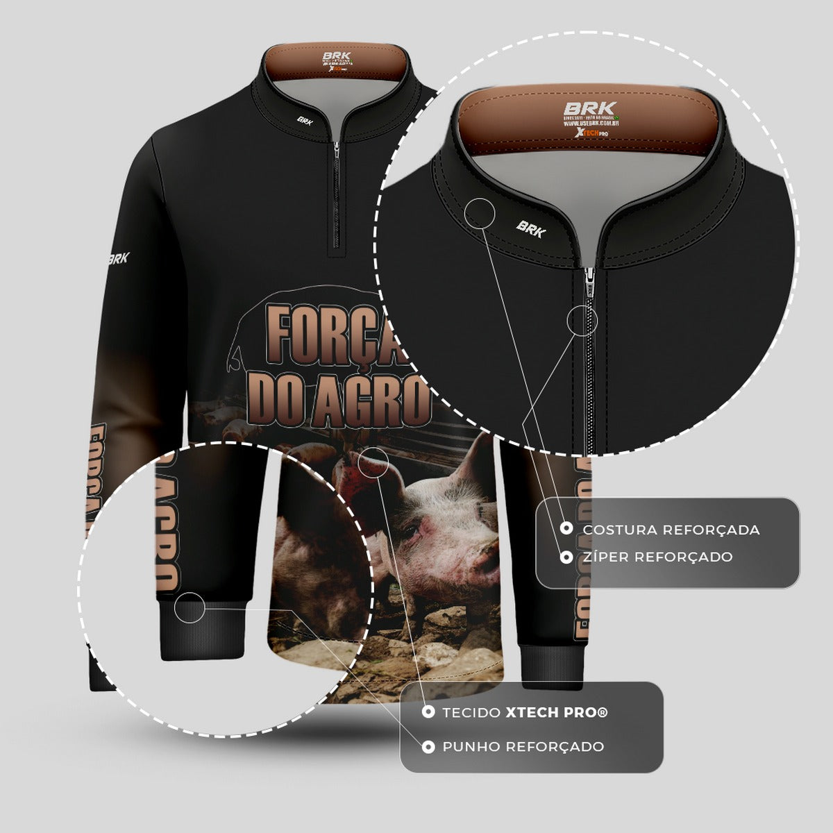 Camisa Brk Agro Suíno cultura UV50+ - Brk Agro