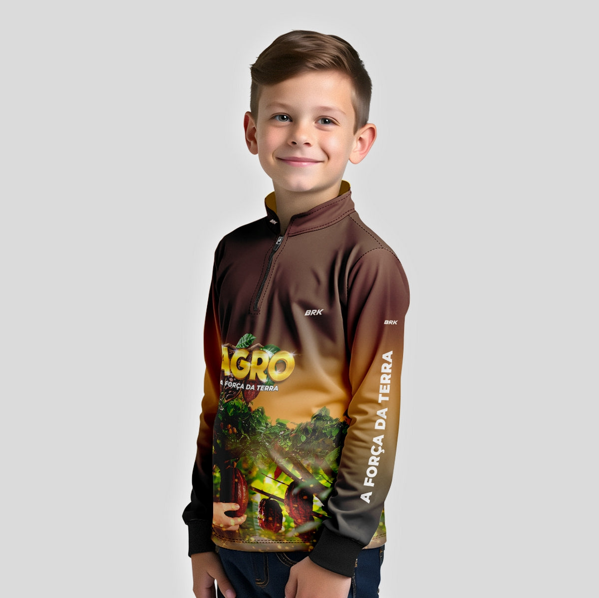 Camisa Infantil Agro Brk Cultivo de Cacau com UV50+ - Brk Agro