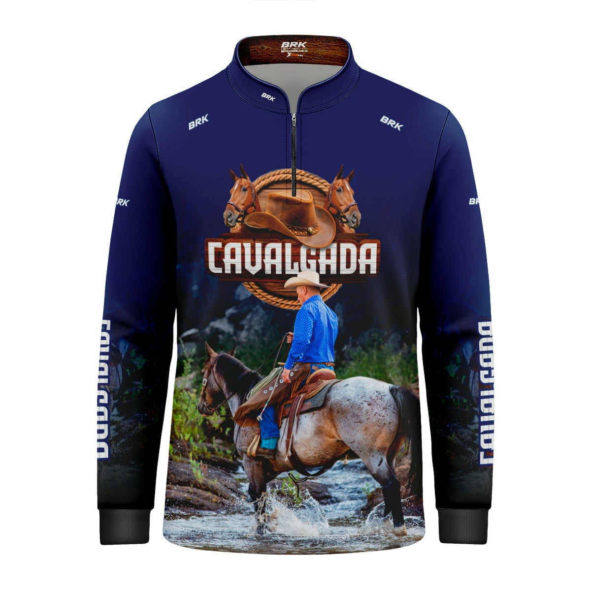 Camisa Infantil Agro Brk Cavalgada Azul com Proteção Solar UV50+ - Brk Agro