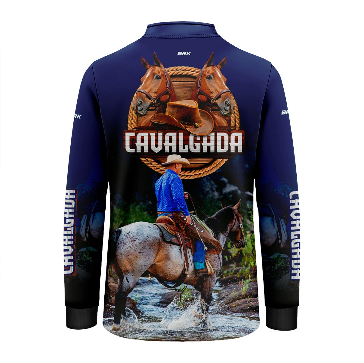 Camisa Infantil Agro Brk Cavalgada Azul com Proteção Solar UV50+ - Brk Agro