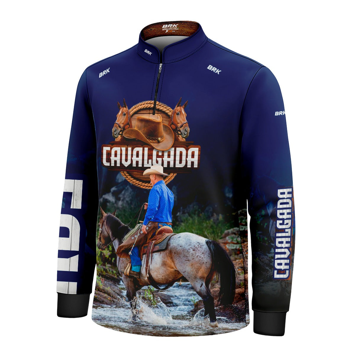 Camisa Infantil Agro Brk Cavalgada Azul com Proteção Solar UV50+ - Brk Agro