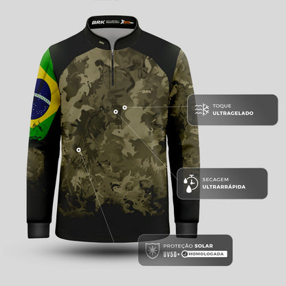 Camisa Agro Infantil Brk Camuflada Bandeira do Brasil com Proteção Solar UV50+ - Brk Agro