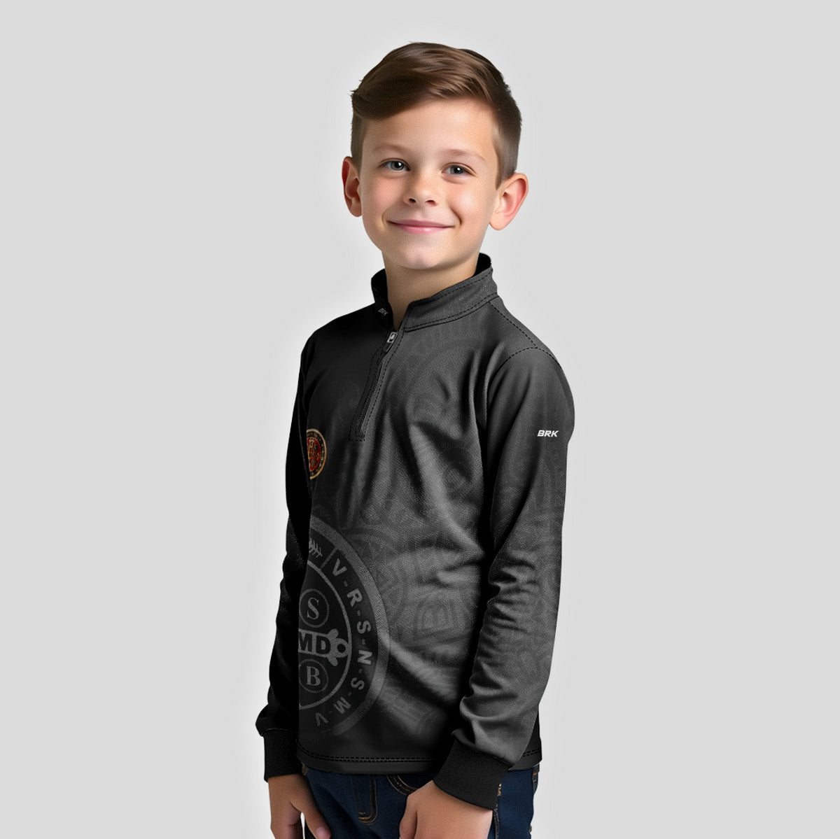 Camisa Infantil Agro Brk São Bento Dourado Preta com Proteção Solar UV50+ - Brk Agro