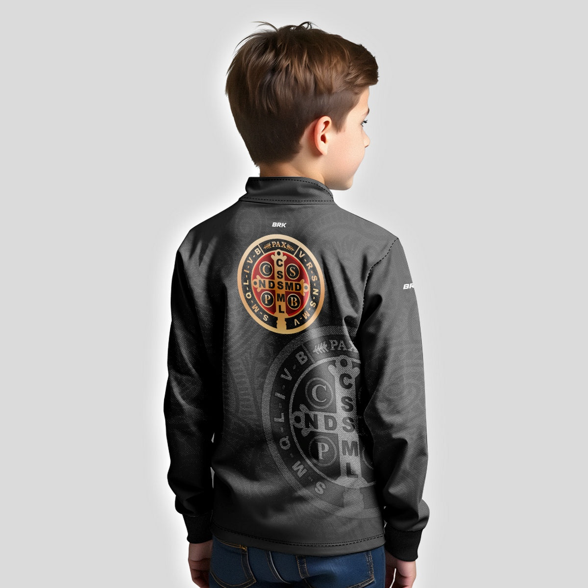 Camisa Infantil Agro Brk São Bento Dourado Preta com Proteção Solar UV50+ - Brk Agro