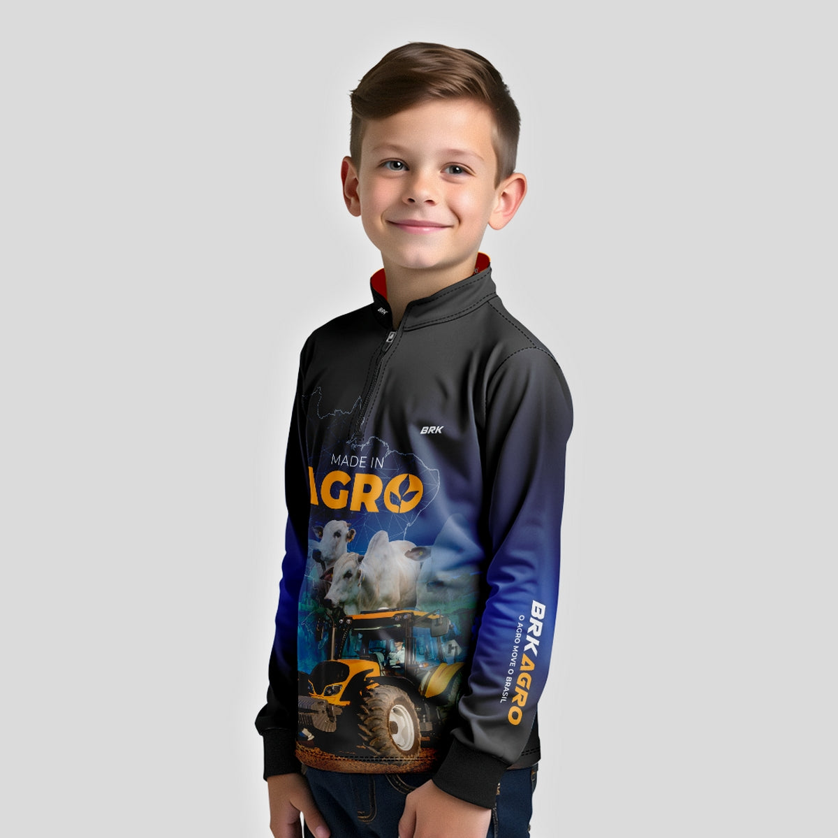 Camisa Infantil Agro Brk Made in Agro Pecuária com Proteção Solar UV50+ - Brk Agro