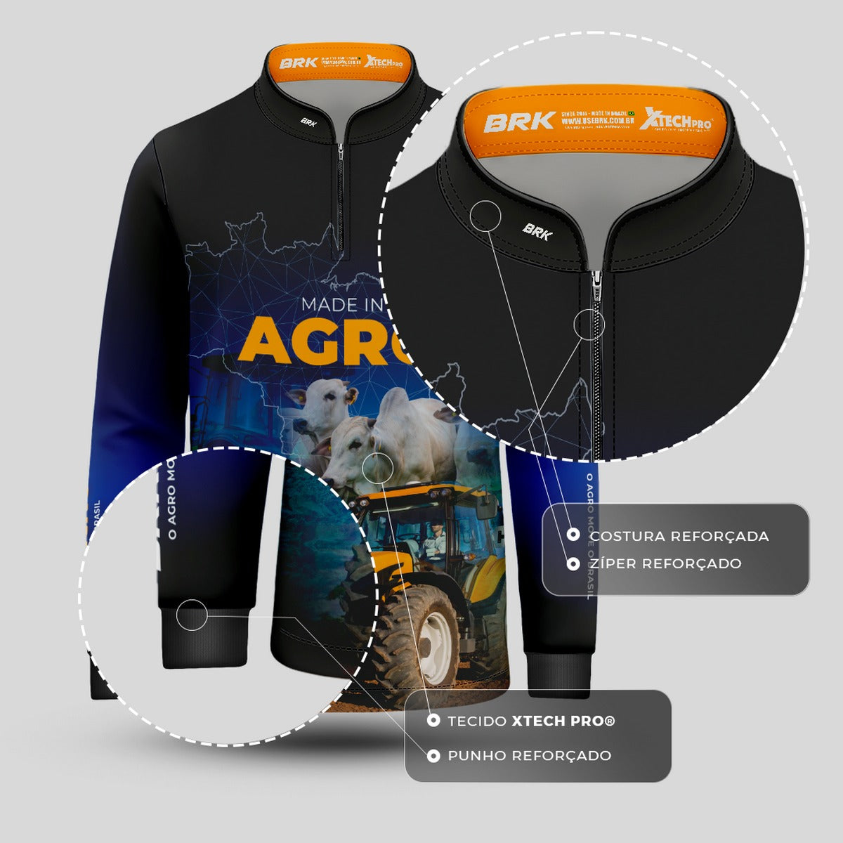Camisa Infantil Agro Brk Made in Agro Pecuária com Proteção Solar UV50+ - Brk Agro
