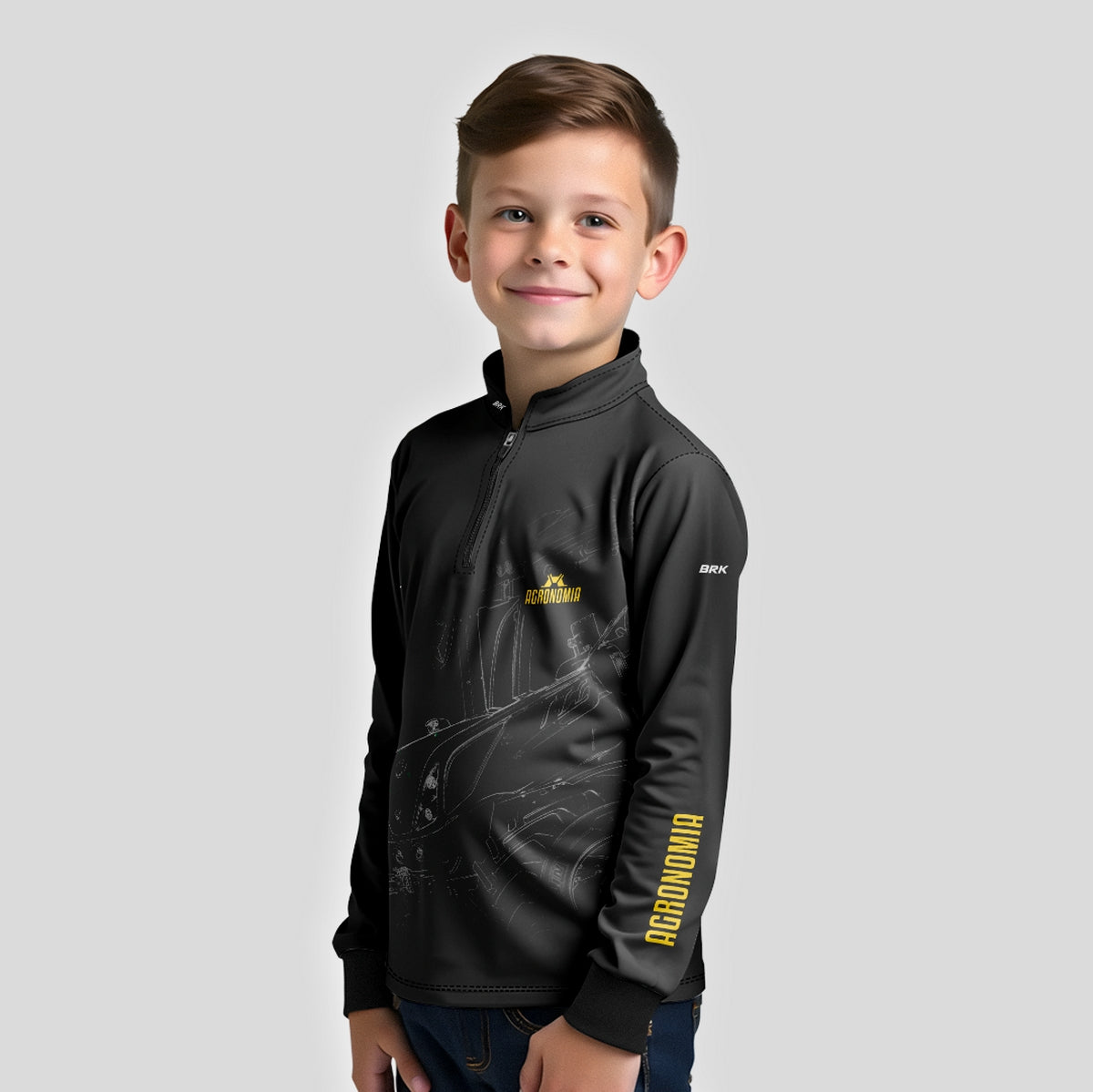 Camisa Infantil Agro Brk Agronomia Preta 2 com UV50+ - Brk Agro