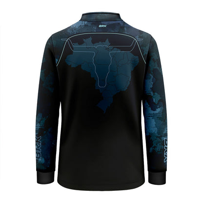 Camisa Agro Infantil Brk Camo Long Horn Brasil Azul com Proteção Solar UV50+ - Brk Agro