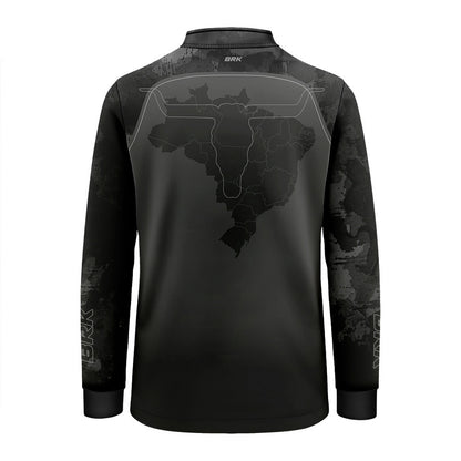 Camisa Agro Infantil Brk Camo Long Horn Brasil Cinza com Proteção Solar UV50+ - Brk Agro