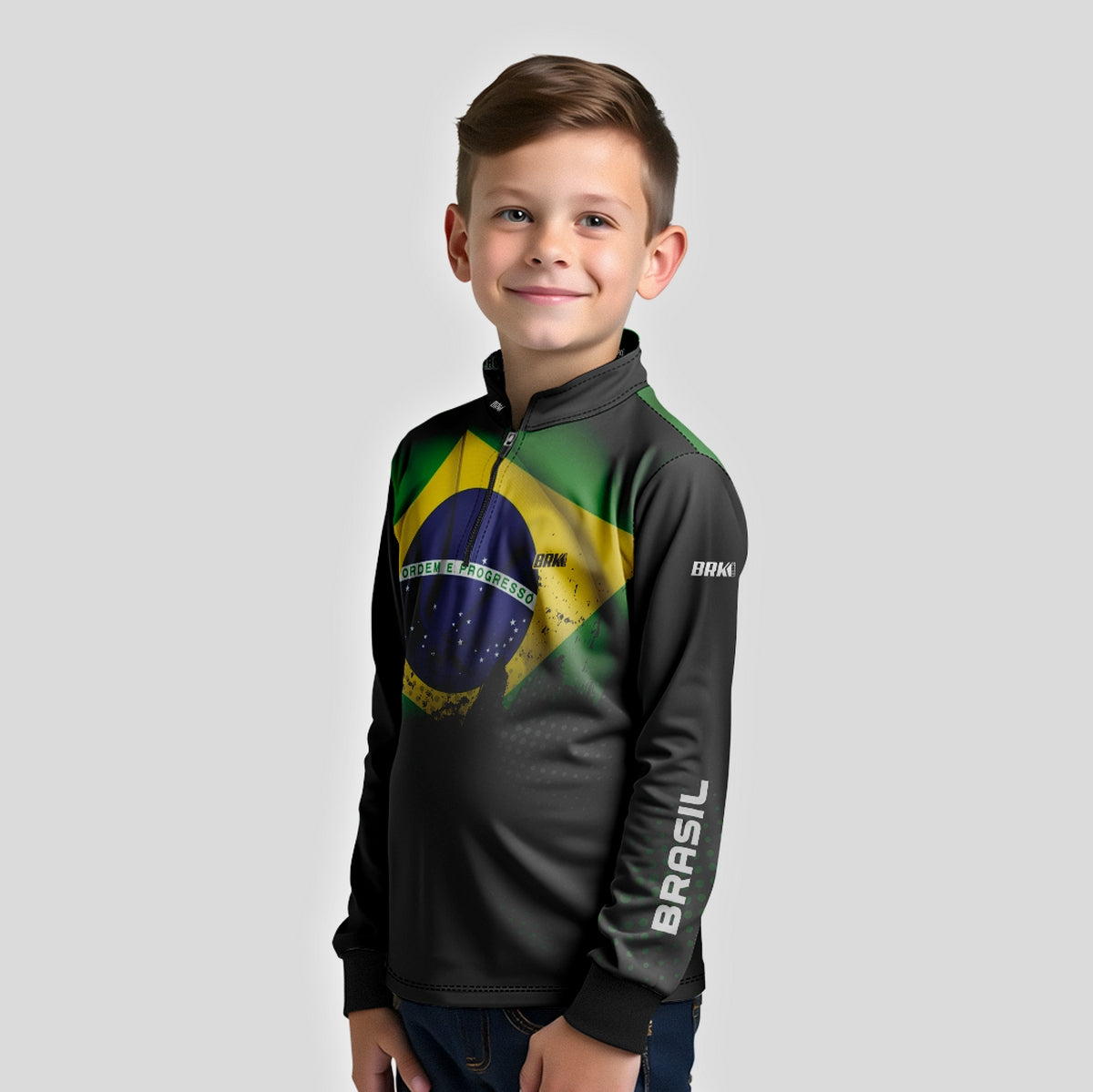 Camisa Infantil Agro Brk Bandeira do Brasil com Proteção Solar UV50+ - Brk Agro