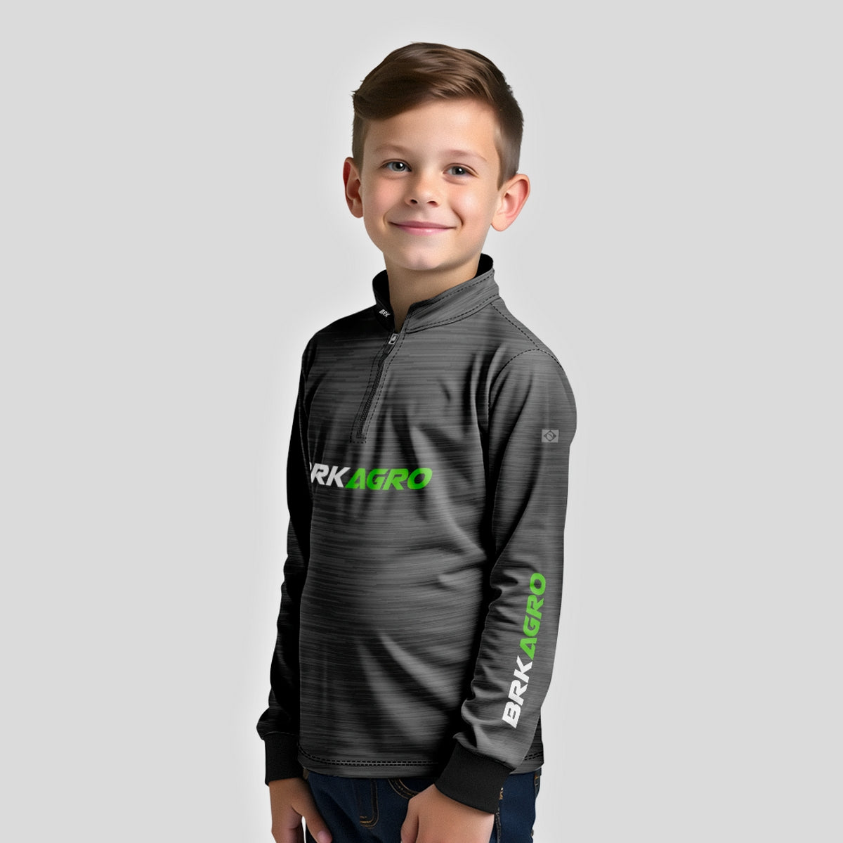 Camisa Agro Infantil Brk Mescla Cinza com Proteção Solar UV50+ - Brk Agro