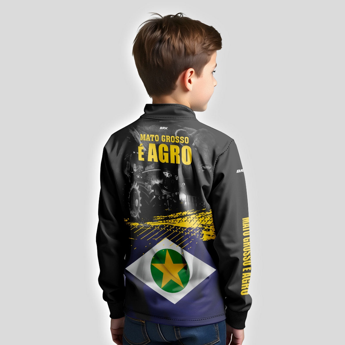 Camisa Brk Agro Infantil Bandeira Mato Grosso com Proteção Solar UV50+ - Brk Agro
