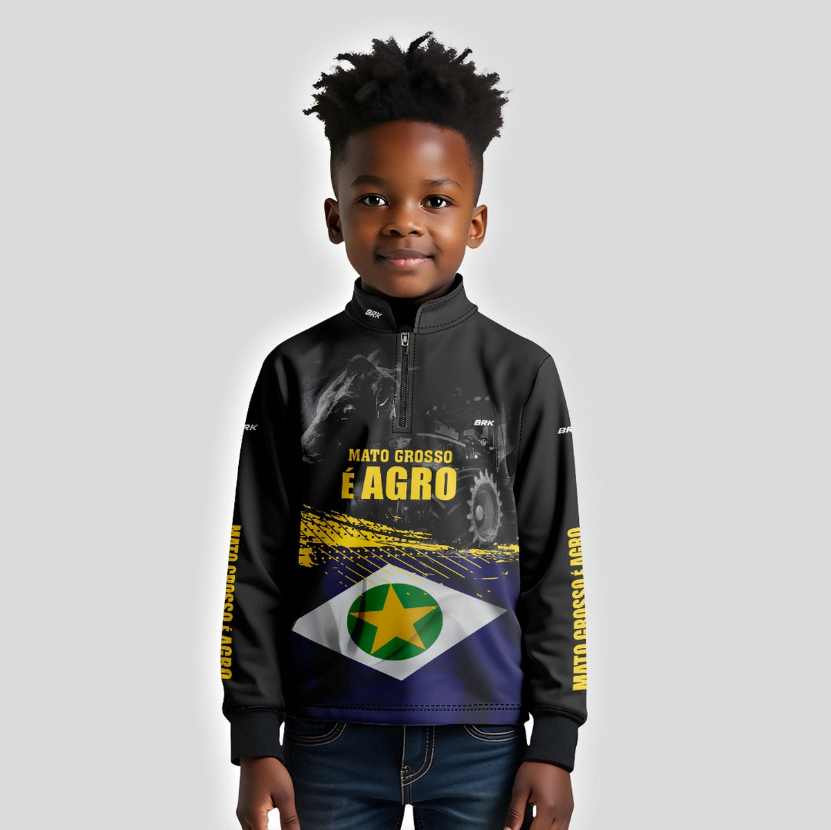 Camisa Brk Agro Infantil Bandeira Mato Grosso com Proteção Solar UV50+ - Brk Agro