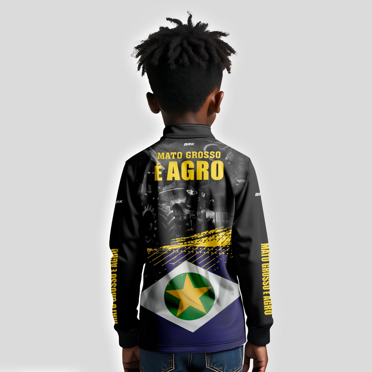 Camisa Brk Agro Infantil Bandeira Mato Grosso com Proteção Solar UV50+ - Brk Agro