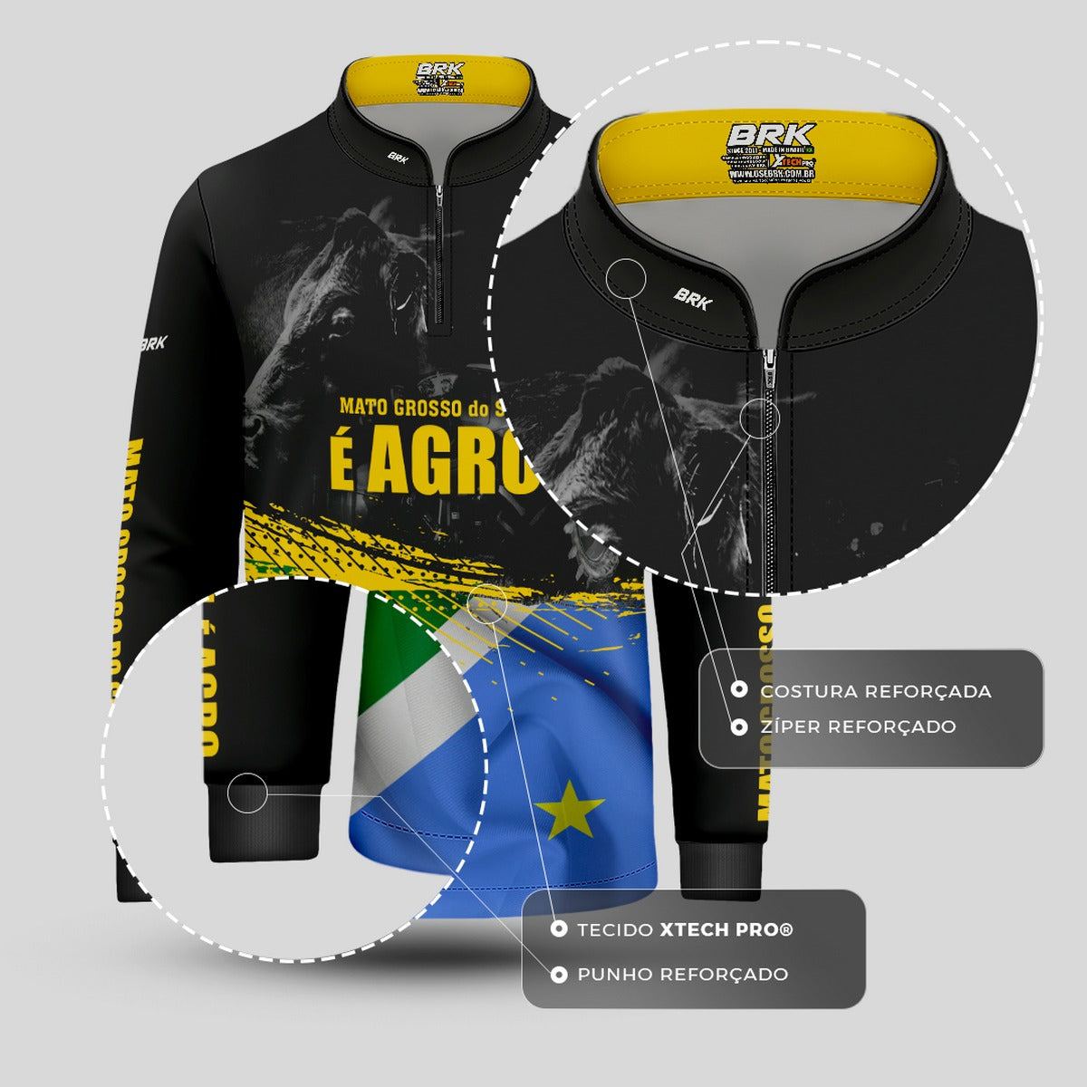 Camisa Brk Agro Infantil Mato Grosso do Sul é Agro com UV50+ - Brk Agro