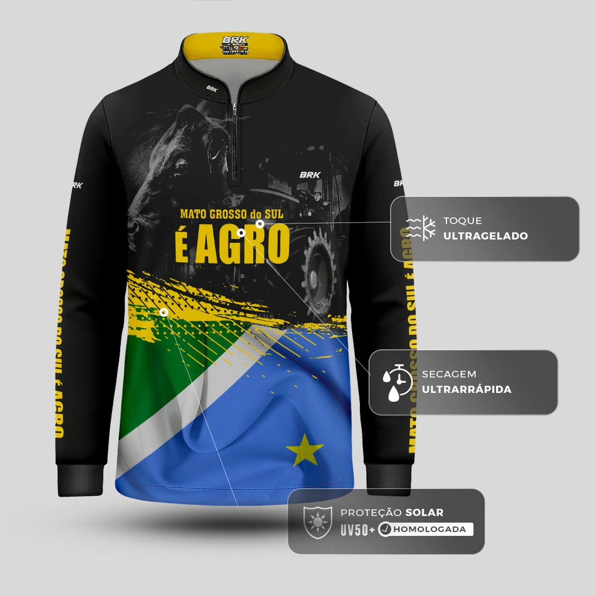 Camisa Brk Agro Infantil Mato Grosso do Sul é Agro com UV50+ - Brk Agro