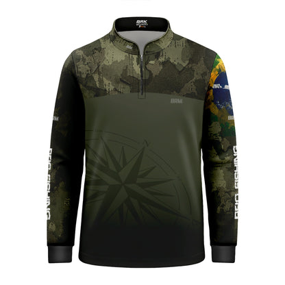 Camisa Infantil  Agro Brk Bussola Brasil Camuflada com Proteção Solar UV50+ - Brk Agro