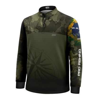 Camisa Infantil  Agro Brk Bussola Brasil Camuflada com Proteção Solar UV50+ - Brk Agro