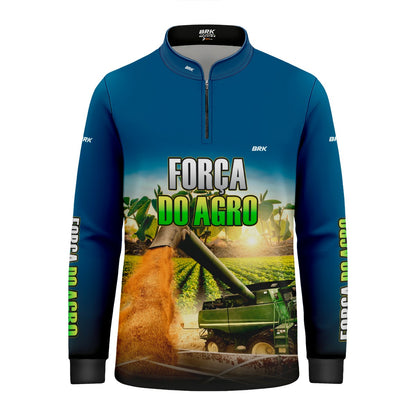 Camisa Agro Infantil Brk Força do Agro Colheitadeira Soja com Proteção UV50+ - Brk Agro