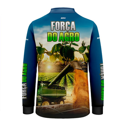 Camisa Agro Infantil Brk Força do Agro Colheitadeira Soja com Proteção UV50+ - Brk Agro