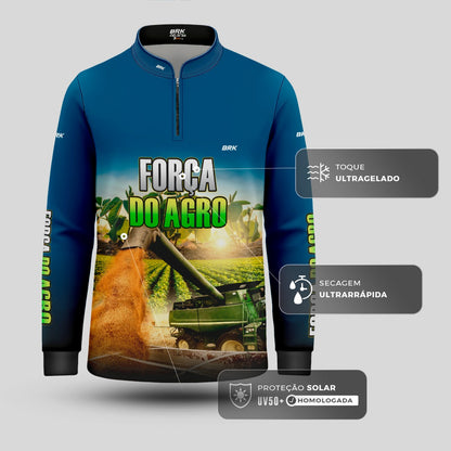 Camisa Agro Infantil Brk Força do Agro Colheitadeira Soja com Proteção UV50+ - Brk Agro