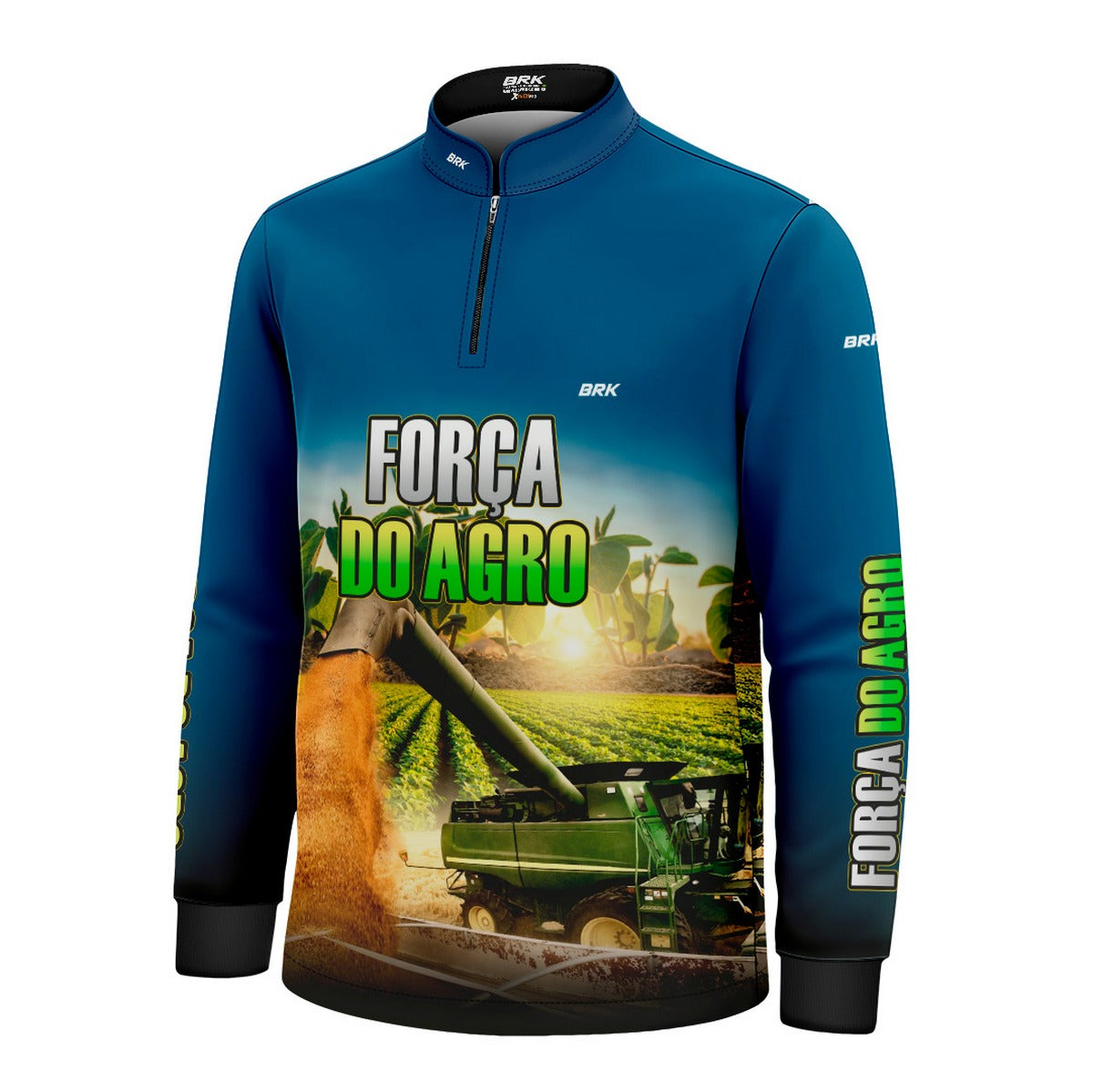 Camisa Agro Infantil Brk Força do Agro Colheitadeira Soja com Proteção UV50+ - Brk Agro