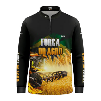 Camisa Infantil Agro Brk Força do Agro Colheitadeira com Proteção UV50+ - Brk Agro