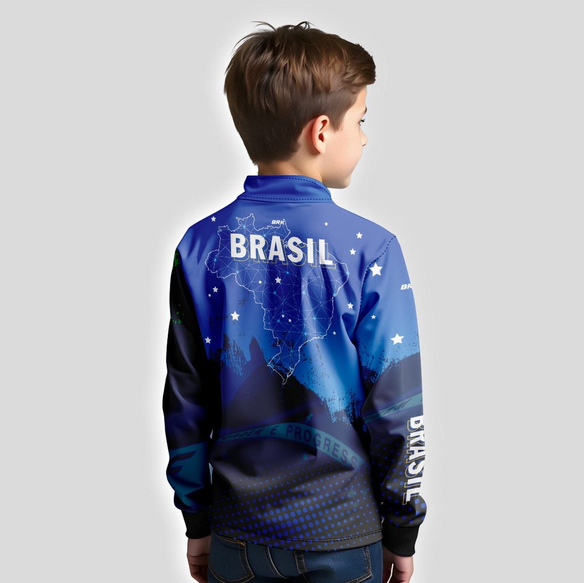 Camisa Brk Agro Infantil Brasil Azul com Proteção Solar UV50+ - Brk Agro