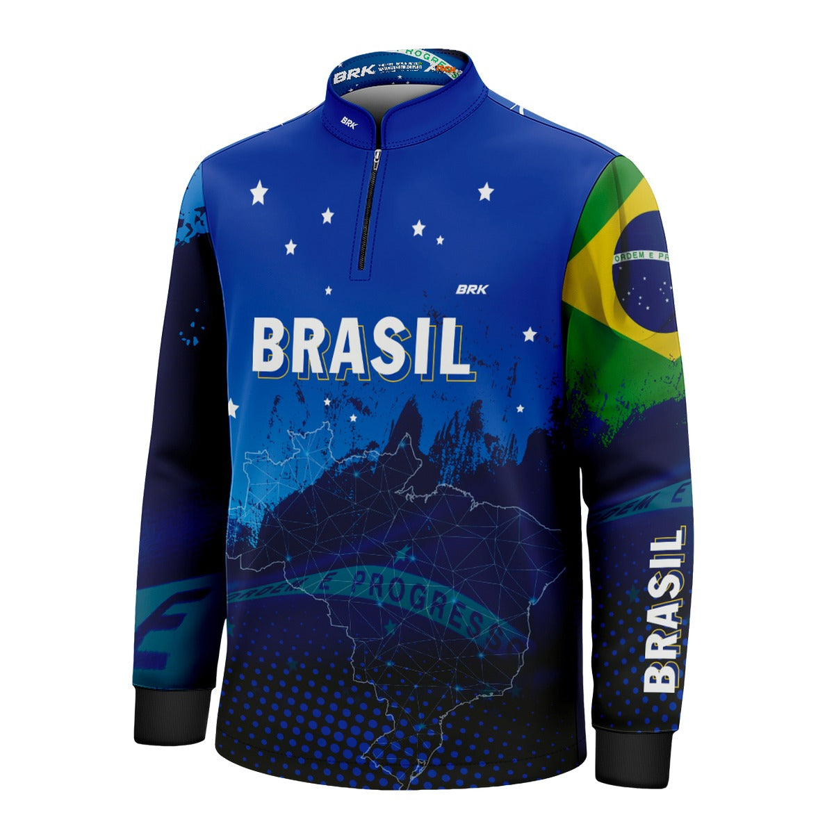 Camisa Brk Agro Infantil Brasil Azul com Proteção Solar UV50+ - Brk Agro