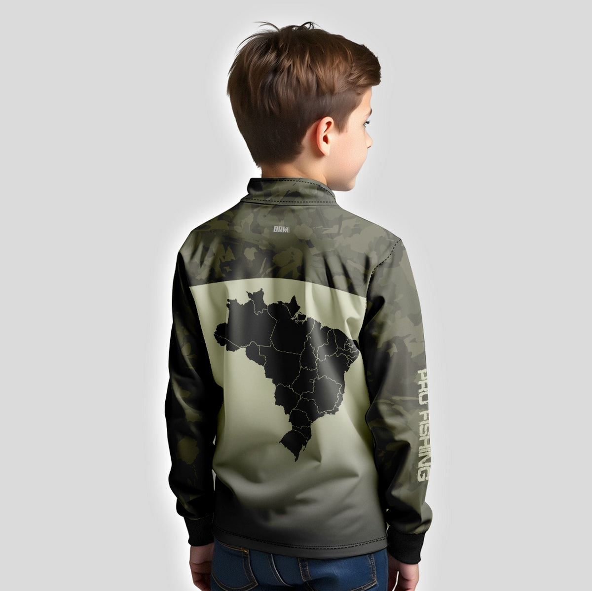 Camisa Infantil de Pesca Brk compass Camuflado com Proteção Solar UV50+ - Brk Agro