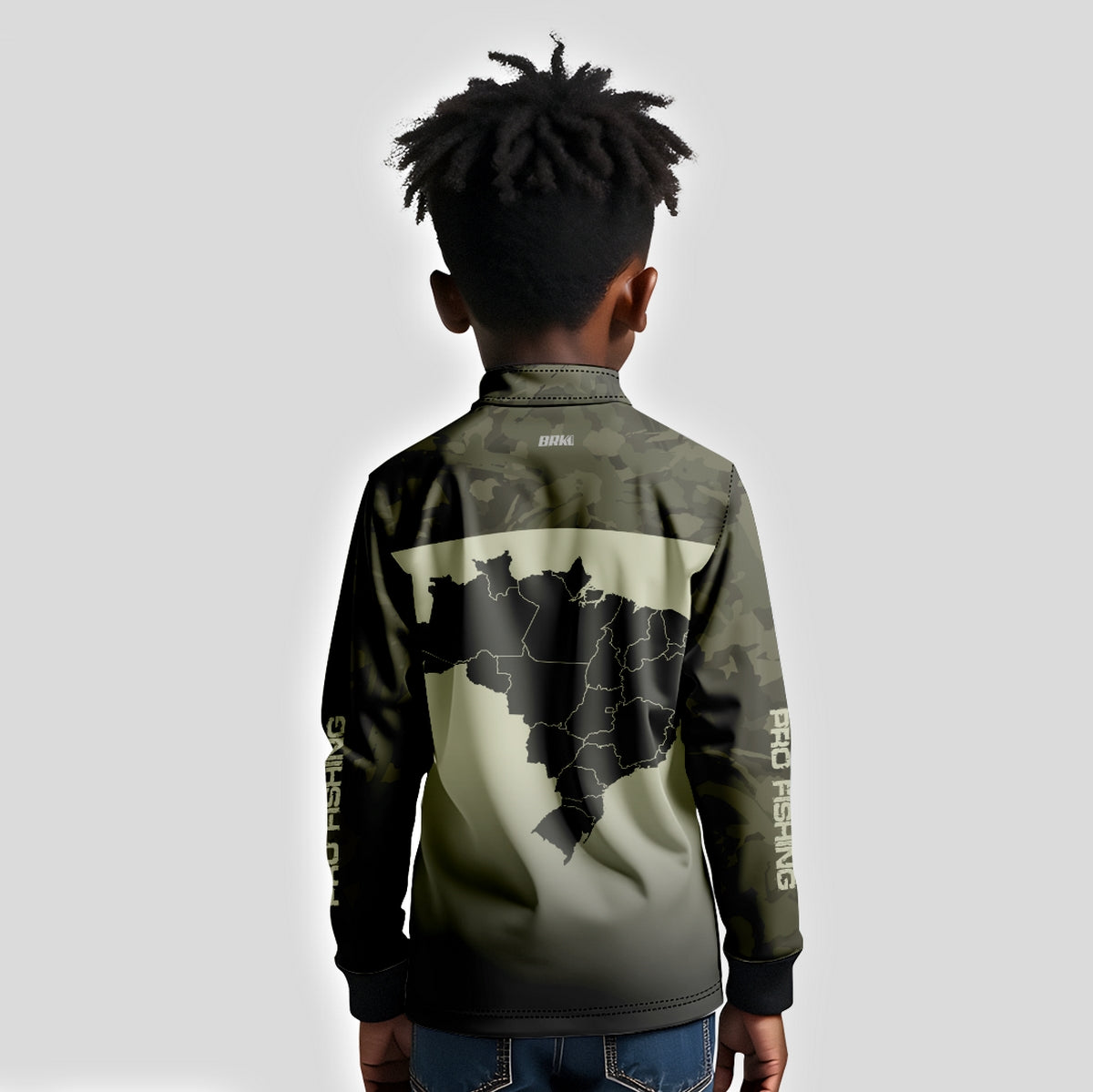 Camisa Infantil de Pesca Brk compass Camuflado com Proteção Solar UV50+ - Brk Agro