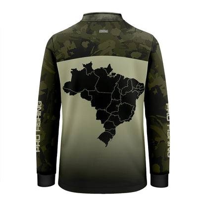 Camisa Infantil de Pesca Brk compass Camuflado com Proteção Solar UV50+ - Brk Agro
