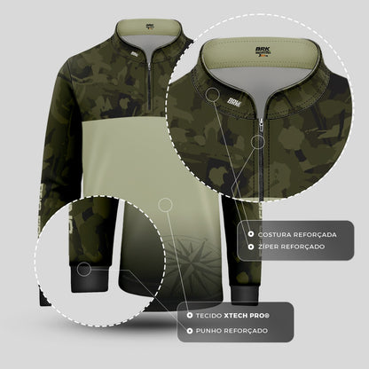 Camisa Infantil de Pesca Brk compass Camuflado com Proteção Solar UV50+ - Brk Agro
