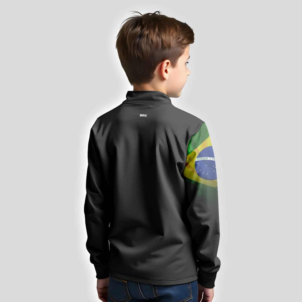 Camisa Infantil Agro Brk Preta Bandeira do Brasil com Proteção Solar UV50+ - Brk Agro