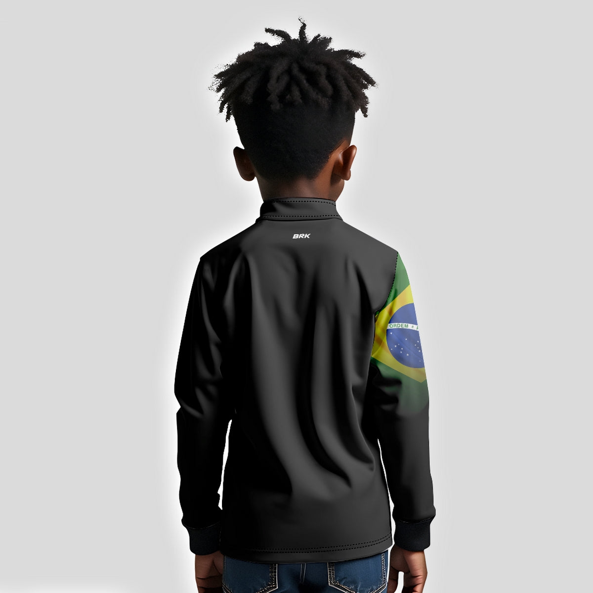 Camisa Infantil Agro Brk Preta Bandeira do Brasil com Proteção Solar UV50+ - Brk Agro