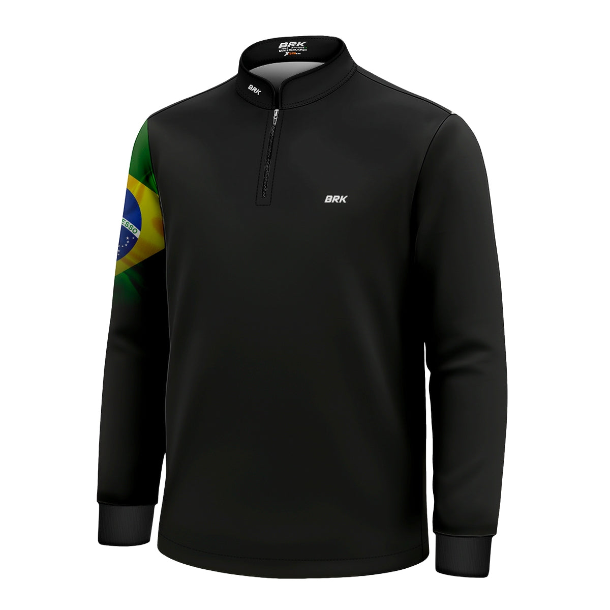 Camisa Infantil Agro Brk Preta Bandeira do Brasil com Proteção Solar UV50+ - Brk Agro