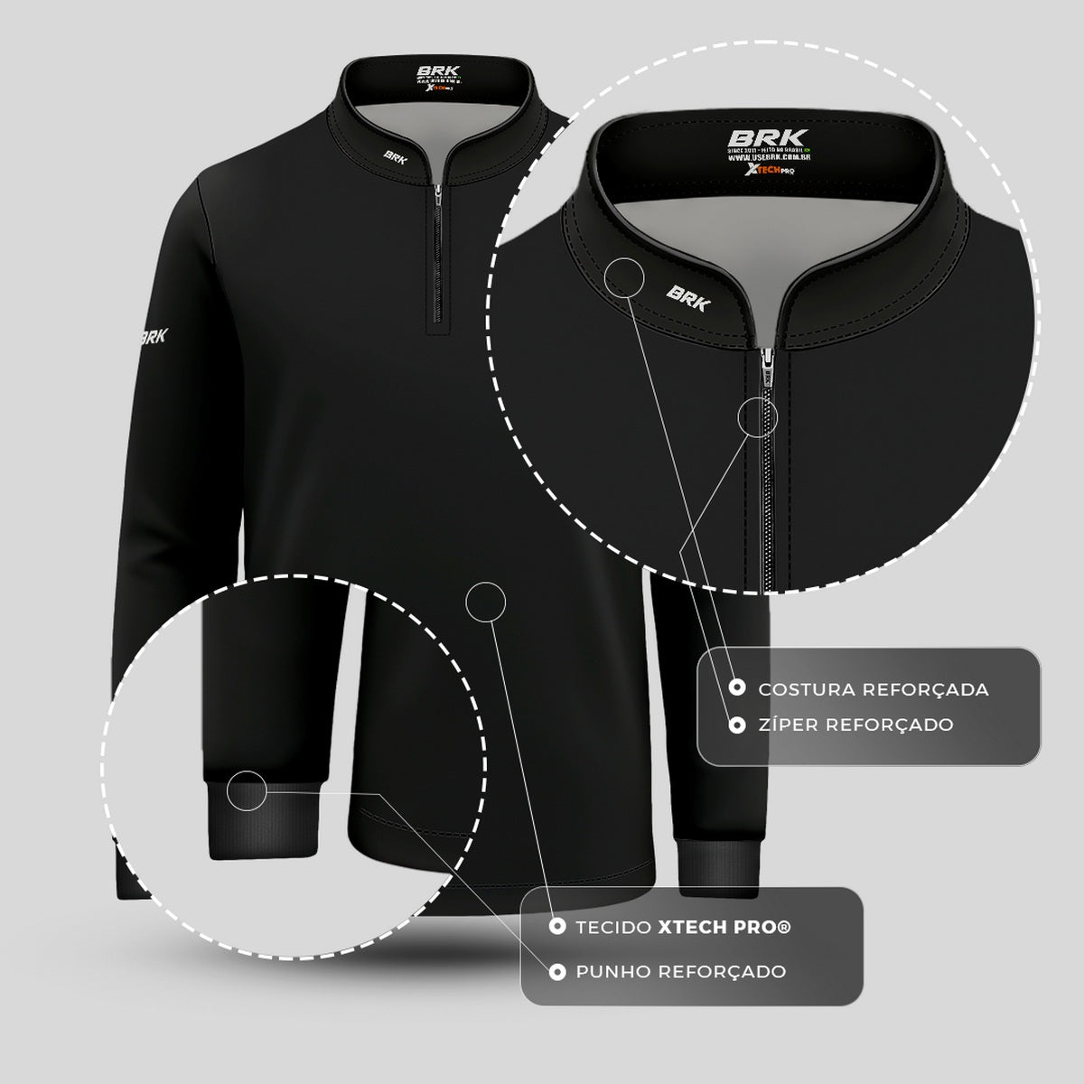 Camisa Infantil Agro Brk Casual Unissex Basic Preta com Proteção Solar UV50+ - Brk Agro