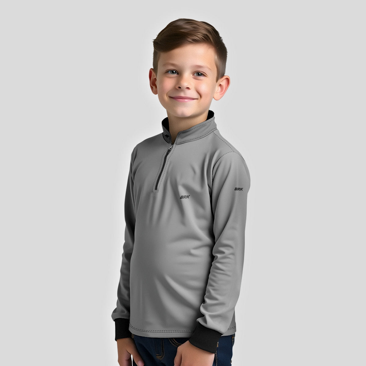 Camisa Infantil Brk Agro Básica Cinza Claro com Proteção Solar UV50+ - Brk Agro